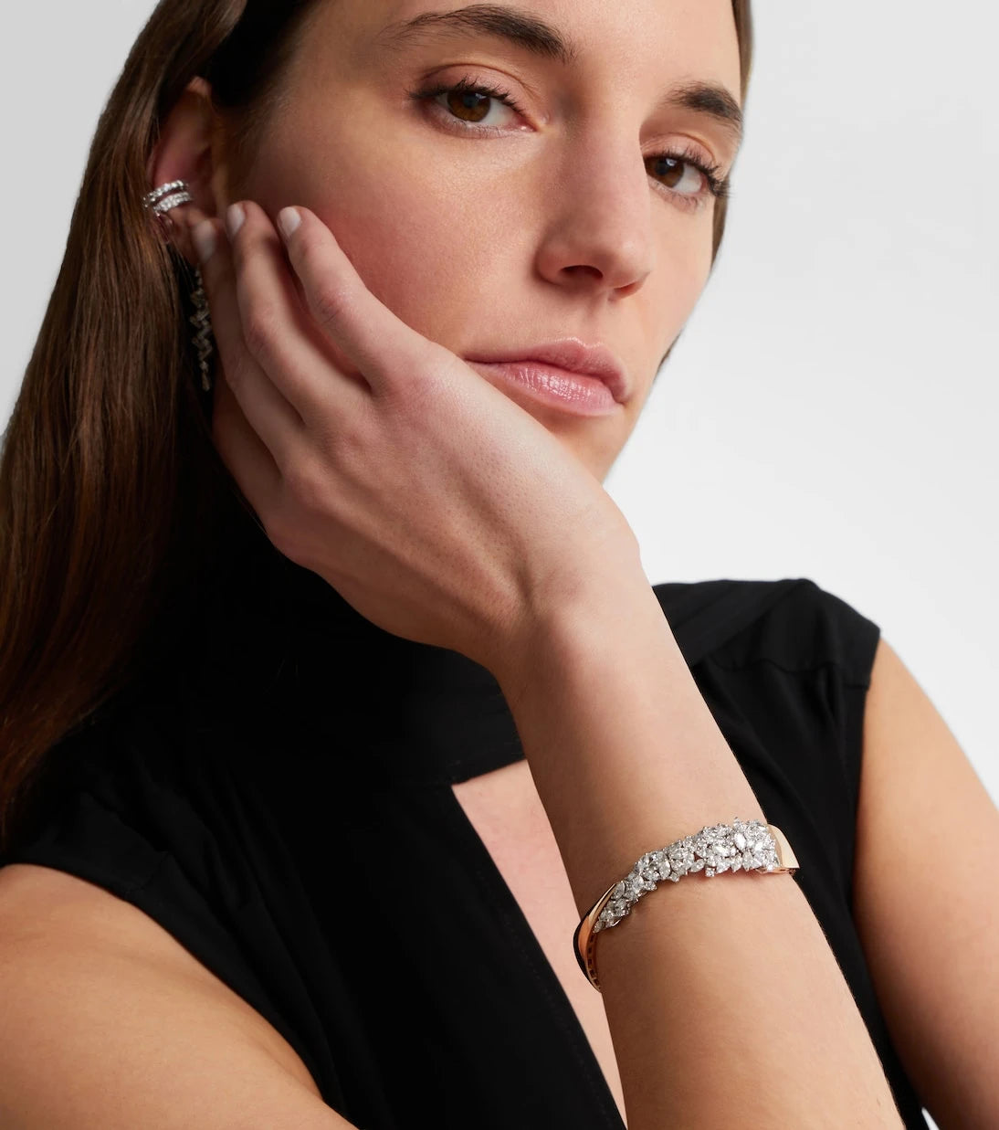 Yeprem - 18kt rose and white gold bracelet with diamonds