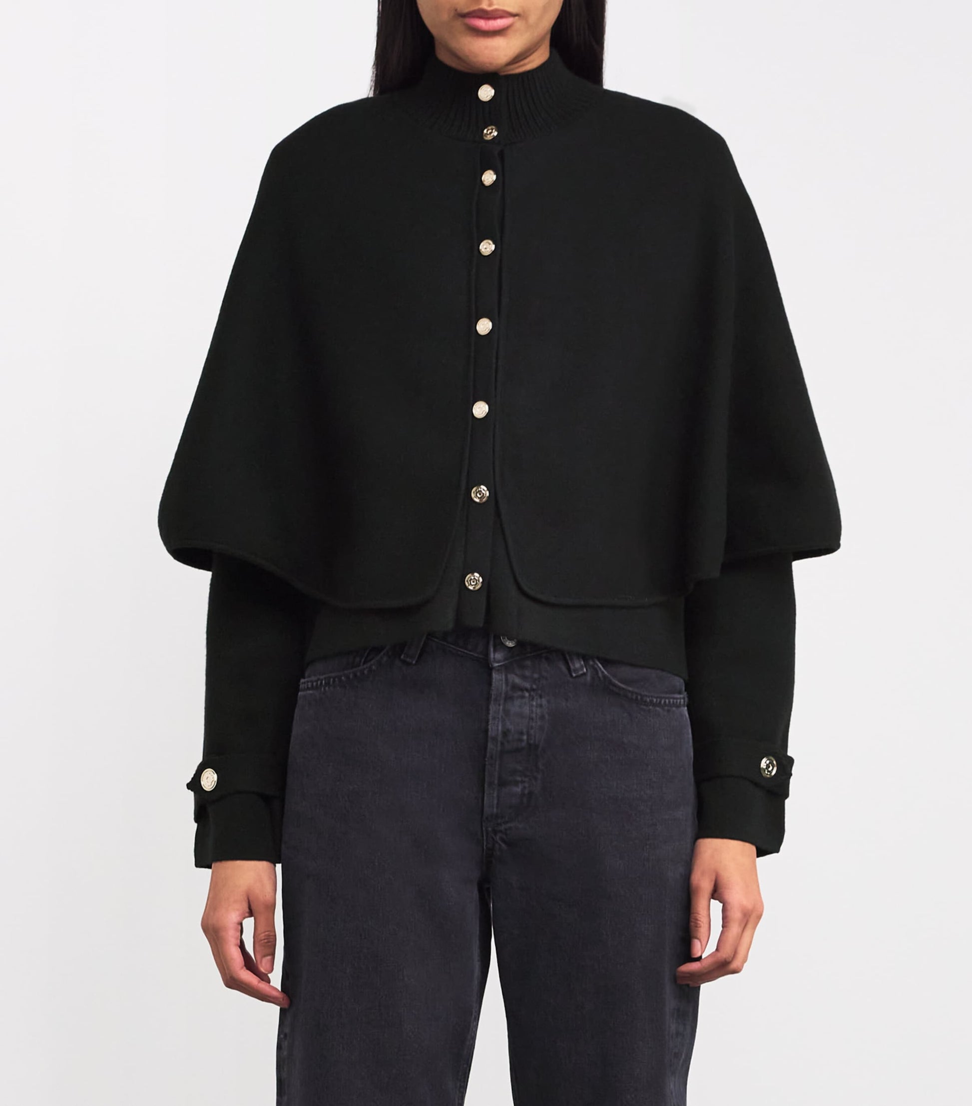Maje Black Cape-Effect Cardigan