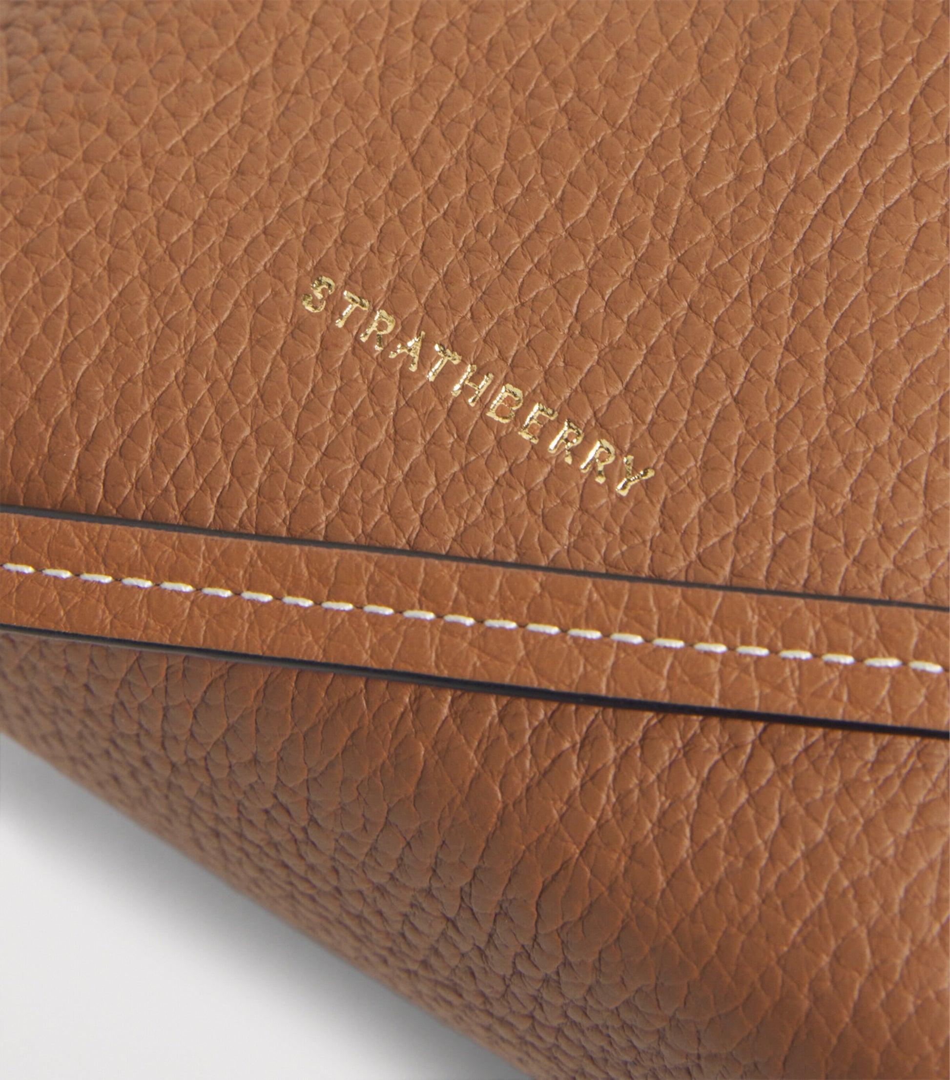 Strathberry Brown Midi Leather Osette Pouch