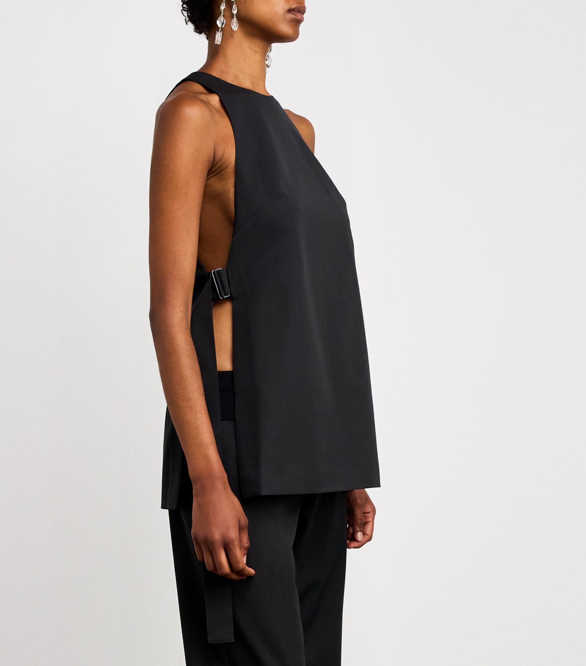St. Agni Black Stretch-Wool Sleeveless Top