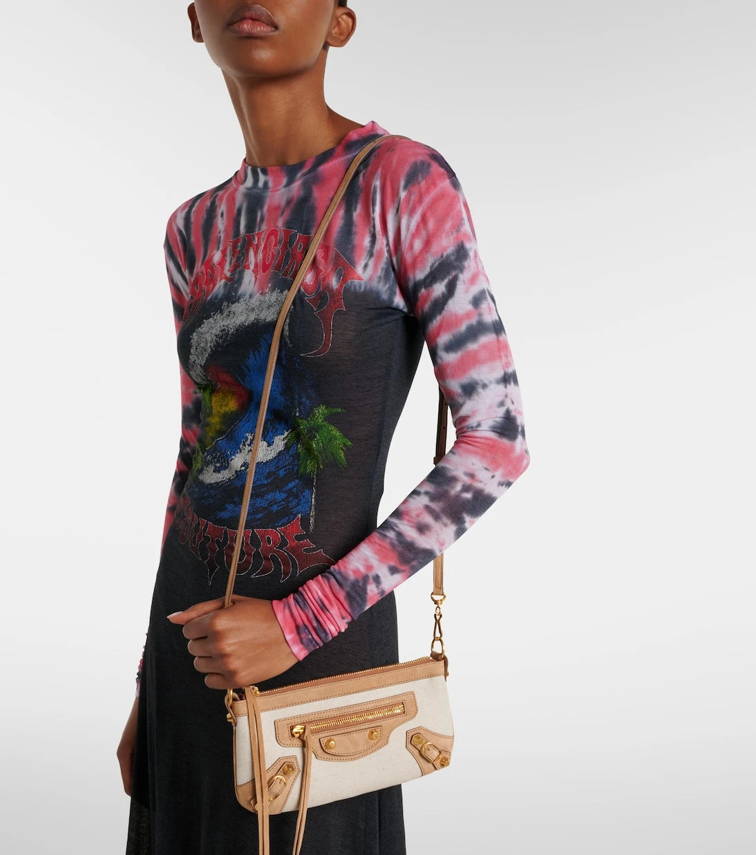 Balenciaga - Le City Mini canvas and suede shoulder bag