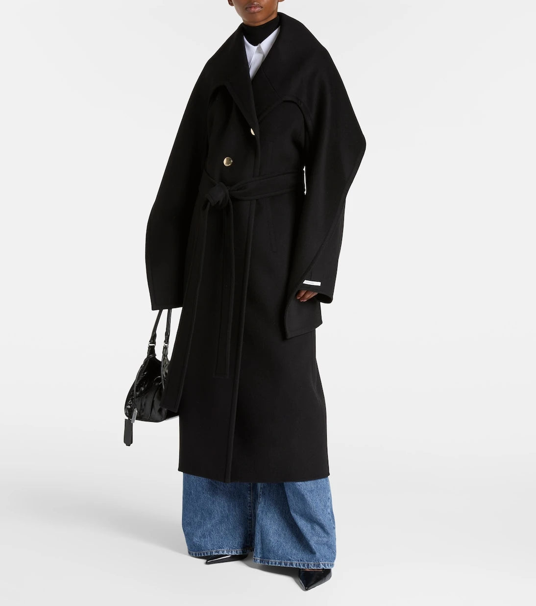 Sportmax - Baldo scarf-detail virgin wool coat