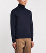 Isaia Blue Wool-Silk-Cashmere Rollneck Sweater