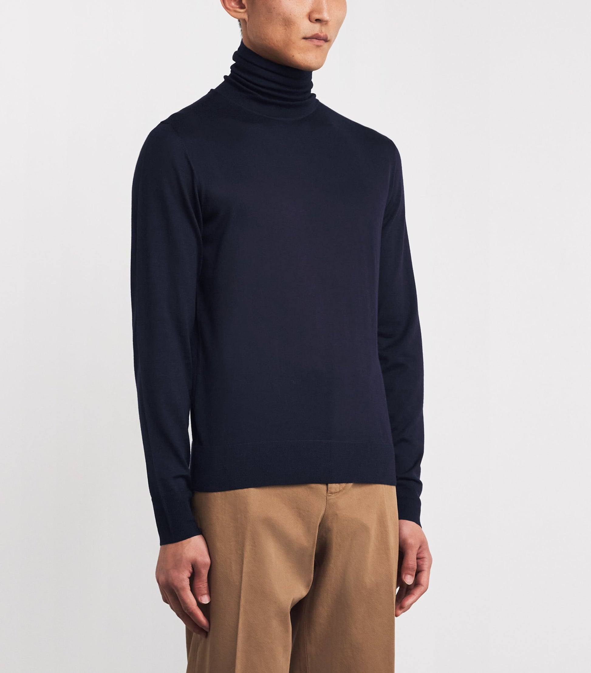 Isaia Blue Wool-Silk-Cashmere Rollneck Sweater