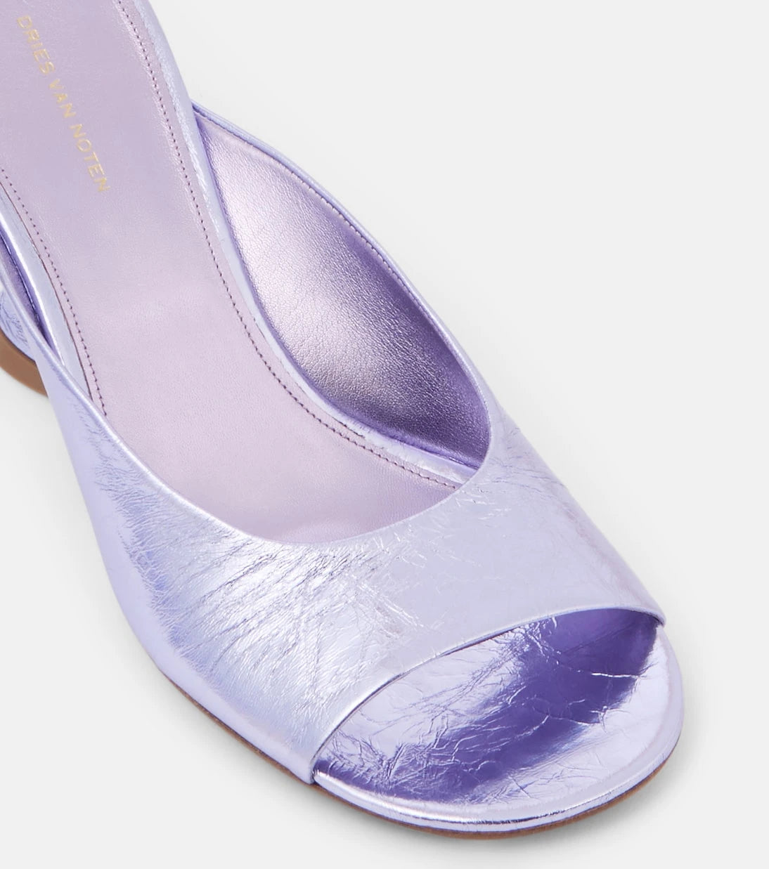 Dries Van Noten - Metallic leather wedge mules