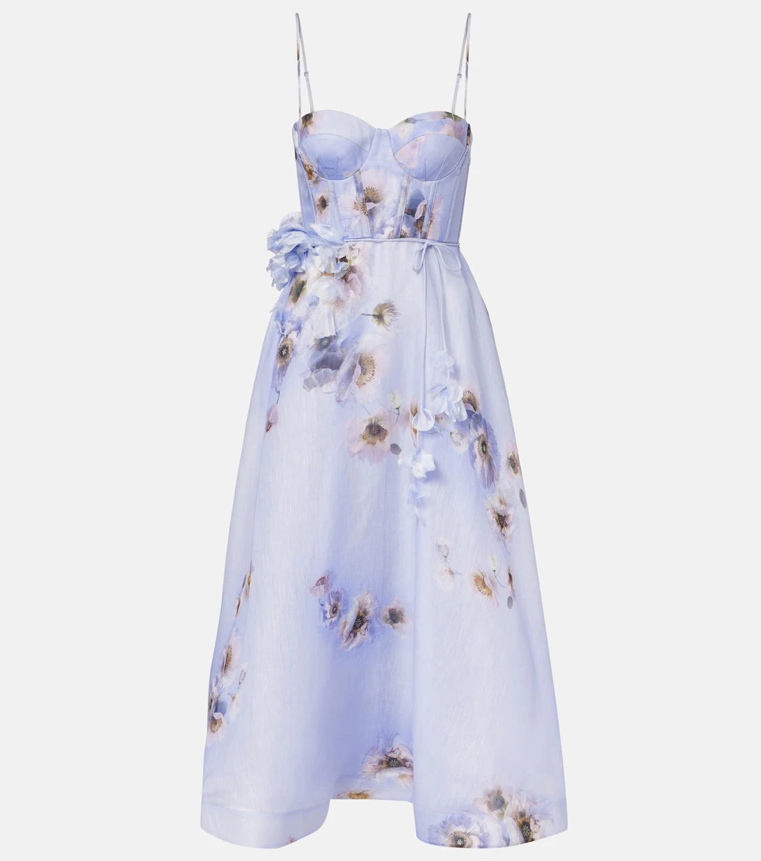 Zimmermann - Hypnotic floral linen and silk bustier dress