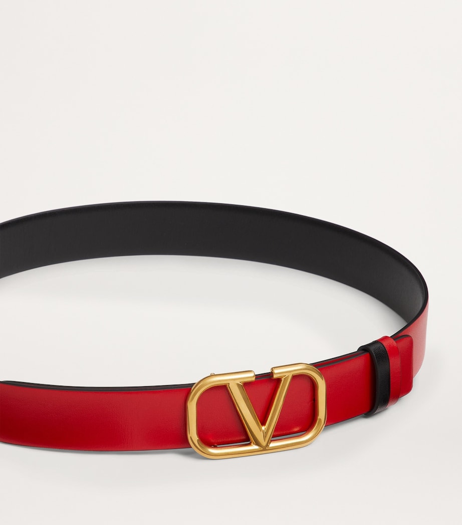 Valentino Garavani Black Leather Reversible VLogo Signature Belt