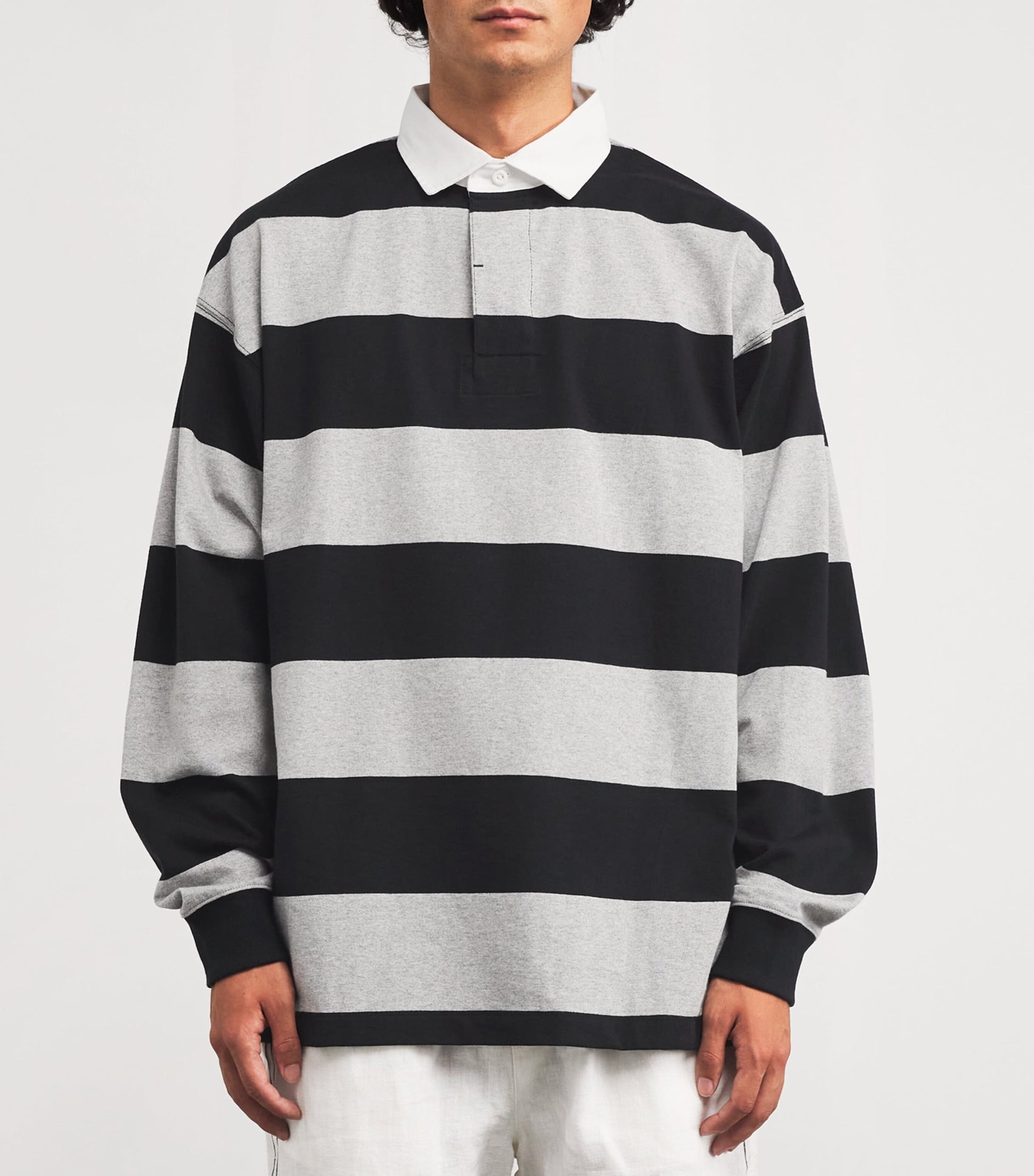 Polo Ralph Lauren Grey Cotton Stripe Big Fit Rugby Shirt