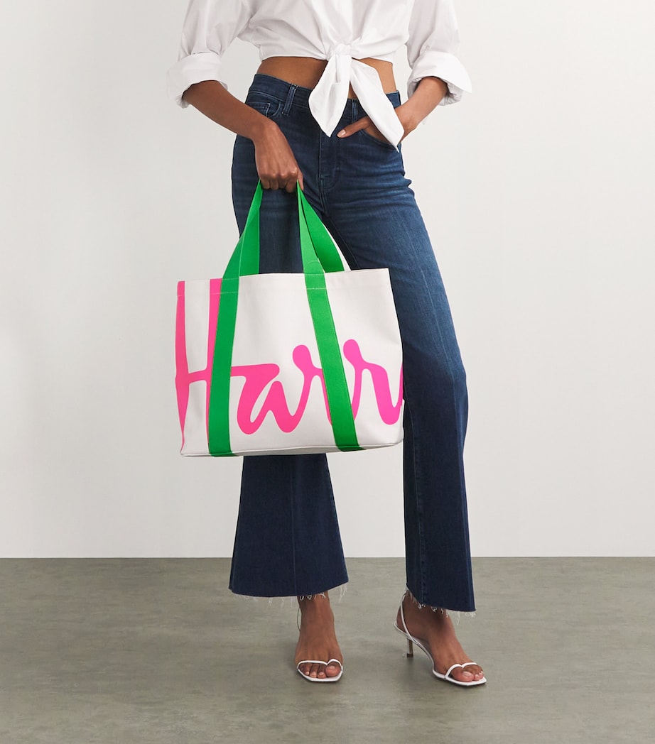 Ivory Medium Cotton Logo Tote Bag