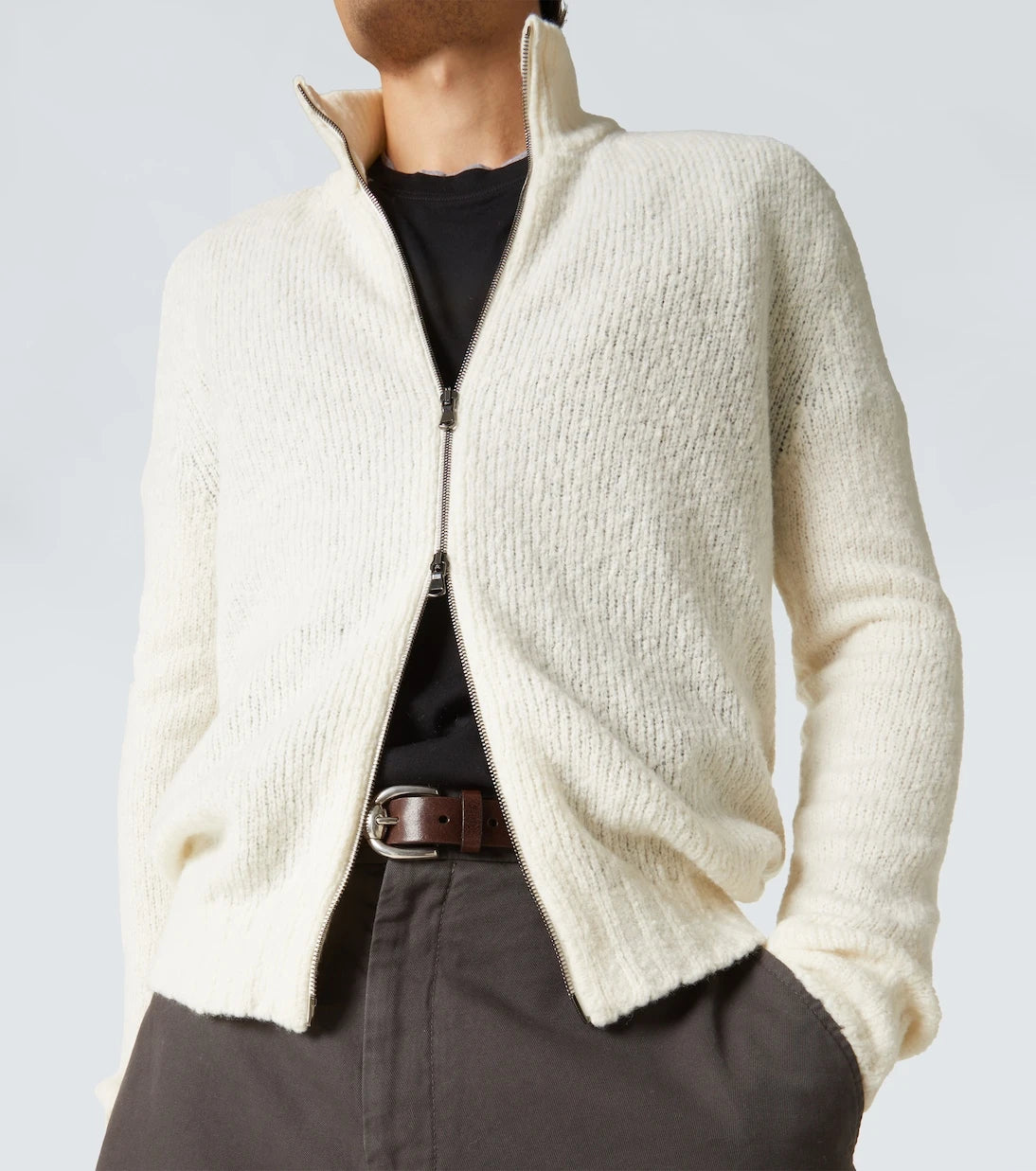 Thom Sweeney - Wool and cashmere-blend zip-up sweater