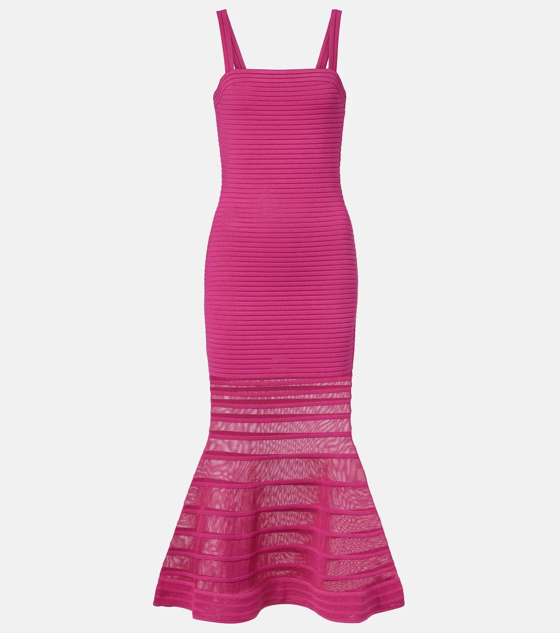 Simkhai - Vallarie ribbed-knit sheer midi dress