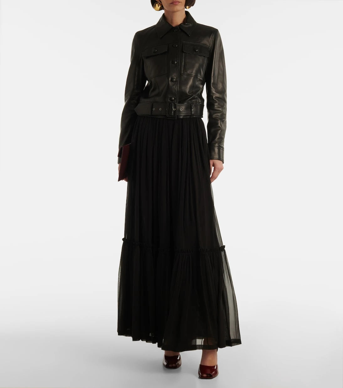 Saint Laurent - Ruffled silk maxi skirt