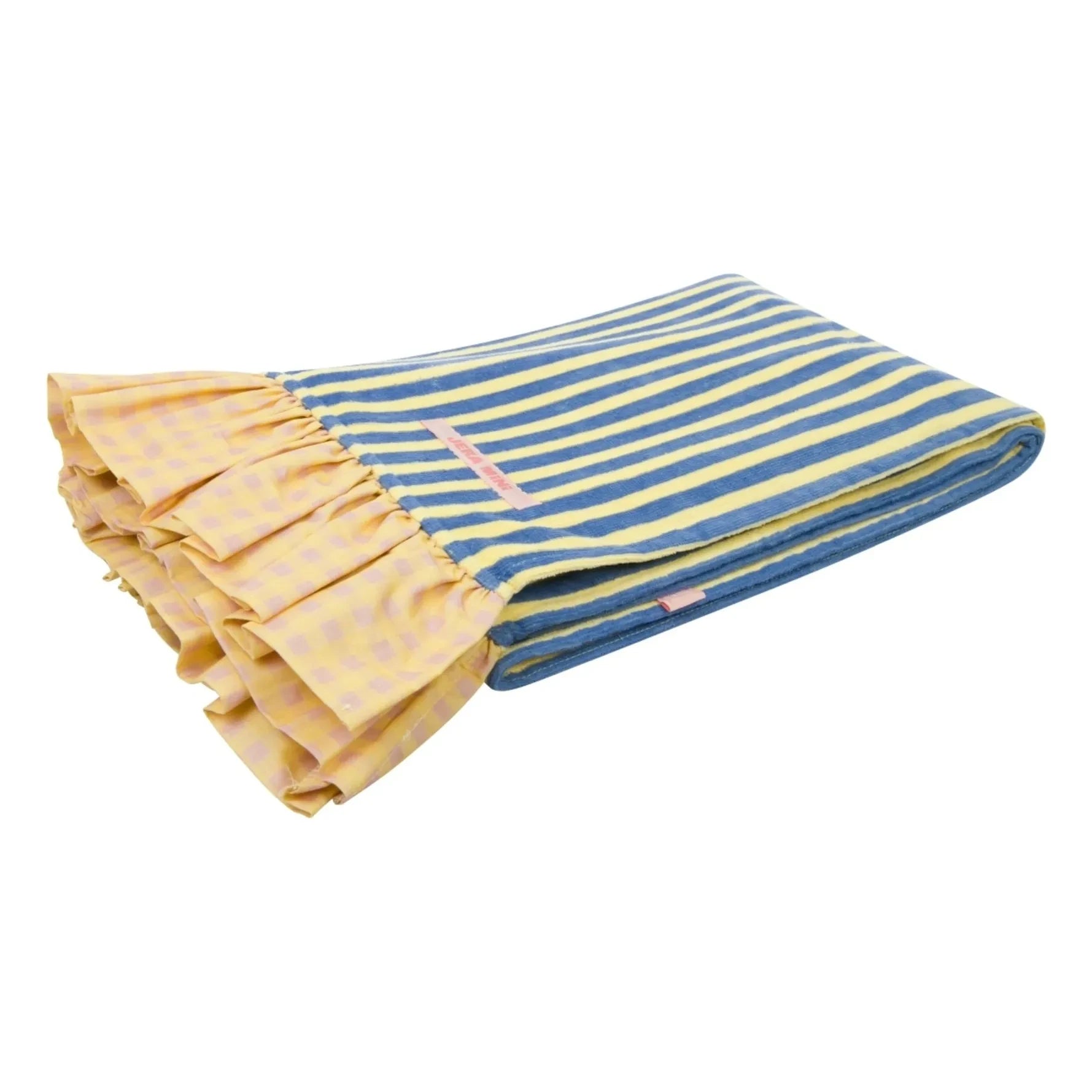 Jera Mini - Striped Ruffled Terry Beach Towel | Pale yellow