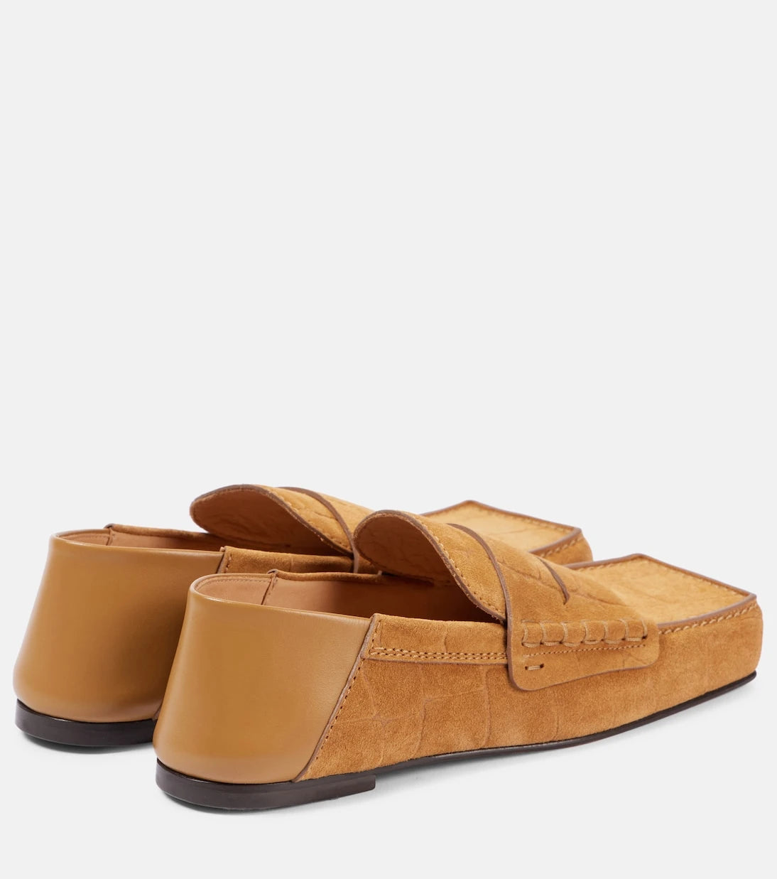 Jacquemus - Carré croc-effect suede penny loafers