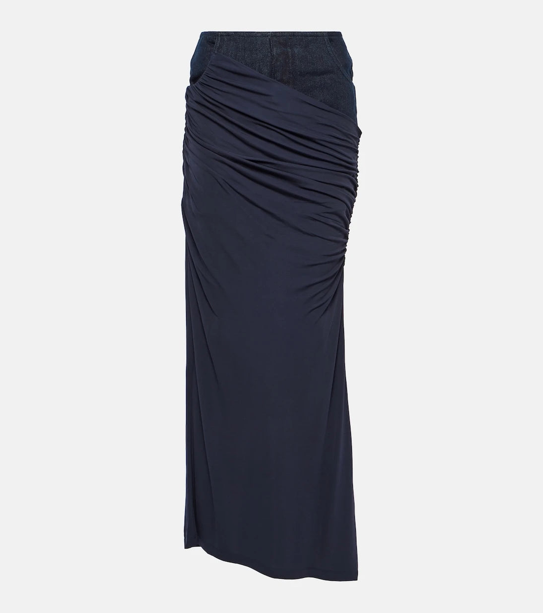 Christopher Esber - Ruched denim maxi skirt