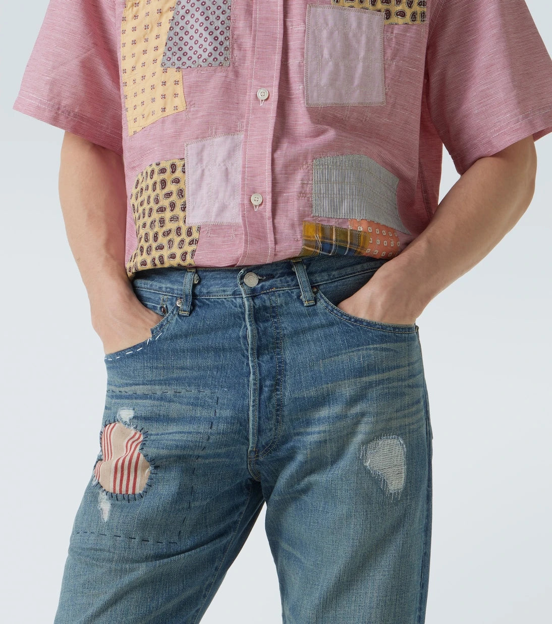 Junya Watanabe - بنطلون جينز بقصة مستقيمة من x Levi's® بتصميم خليط