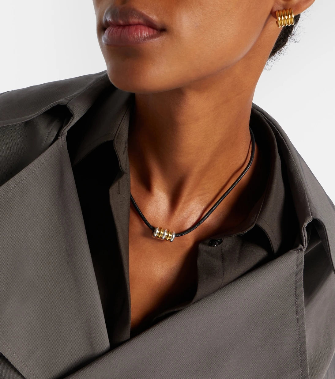 Déhanche - Hollyhock leather and sterling silver necklace