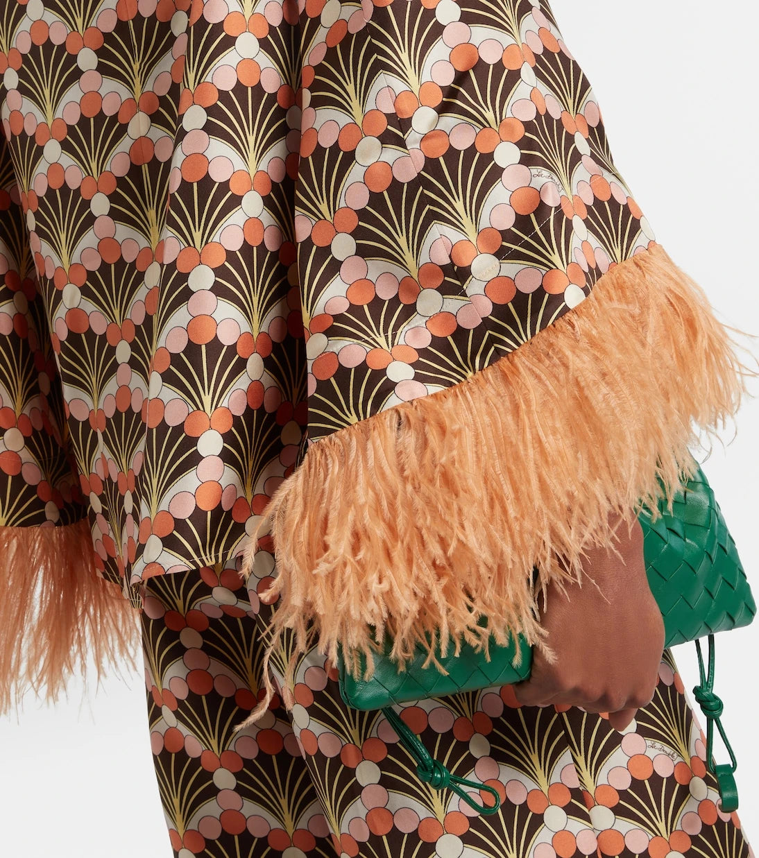 La DoubleJ - Make An Exit feather-trimmed silk twill top