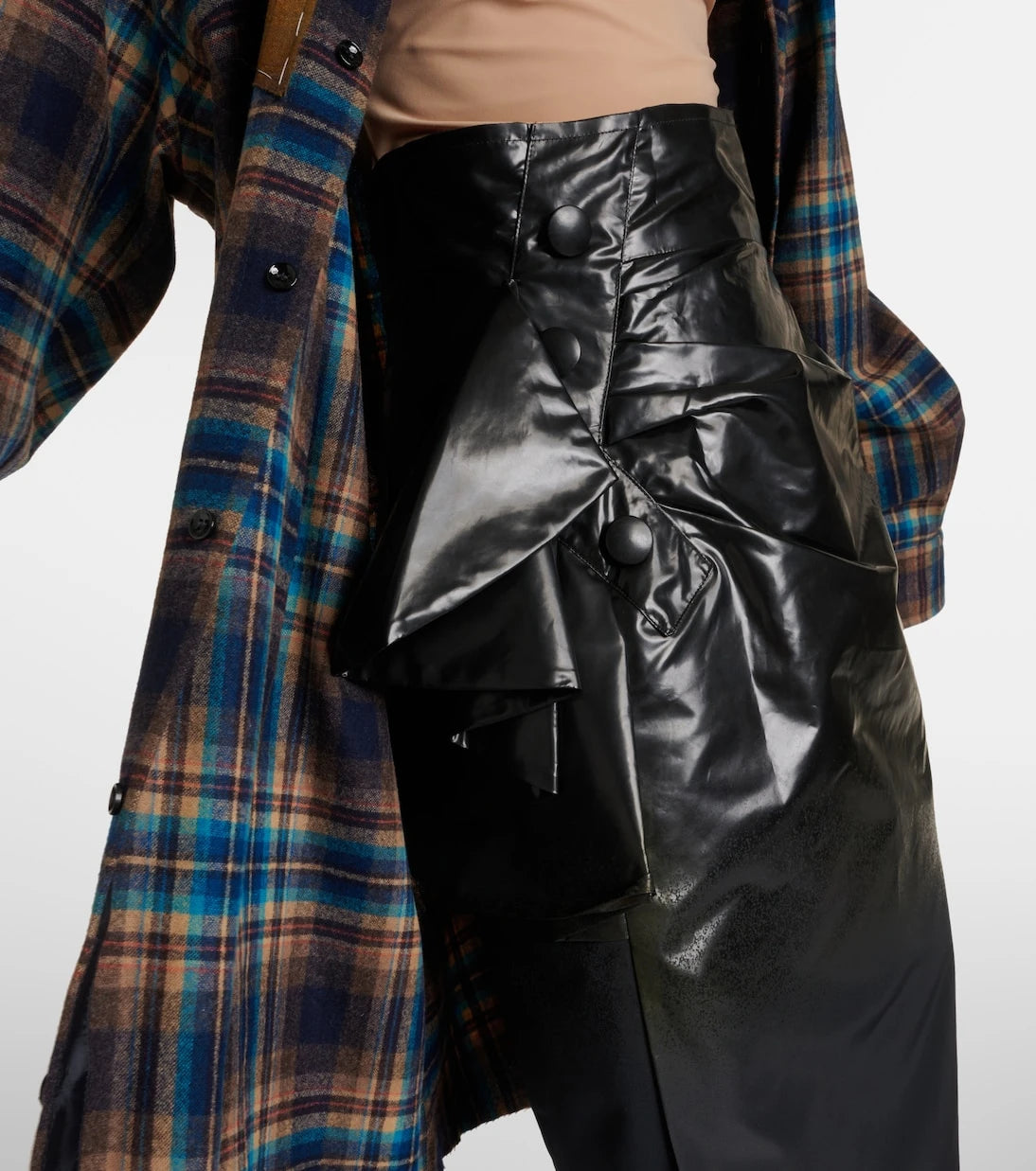 Maison Margiela - تنورة ميدي عالية الخصر ذات ثنيات