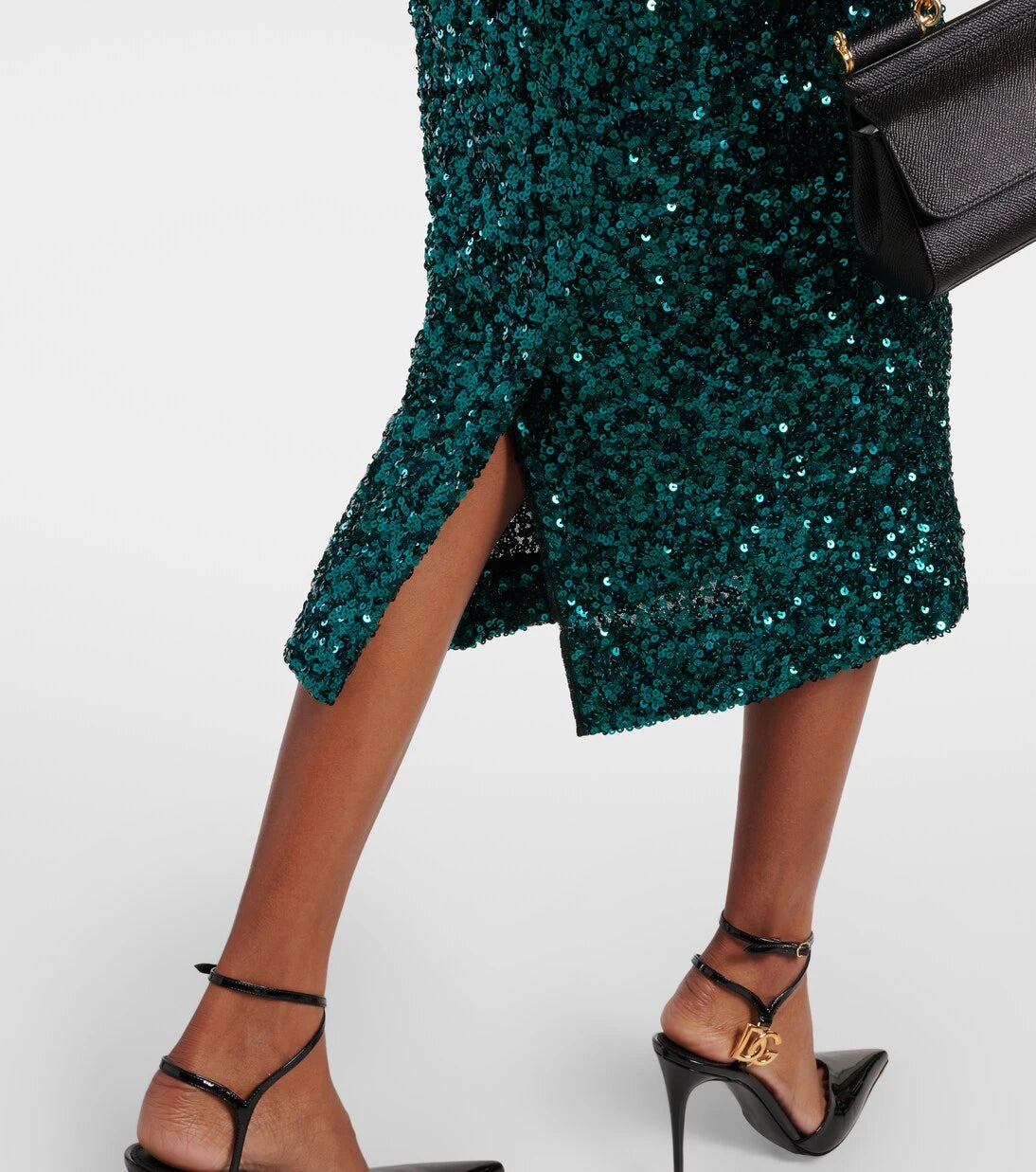 Dolce&Gabbana - Feather-trimmed sequined midi dress