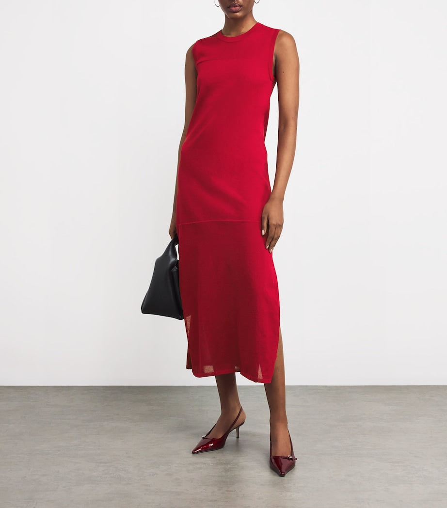 Loulou de Saison Red Stretch-Cotton Ada Midi Dress