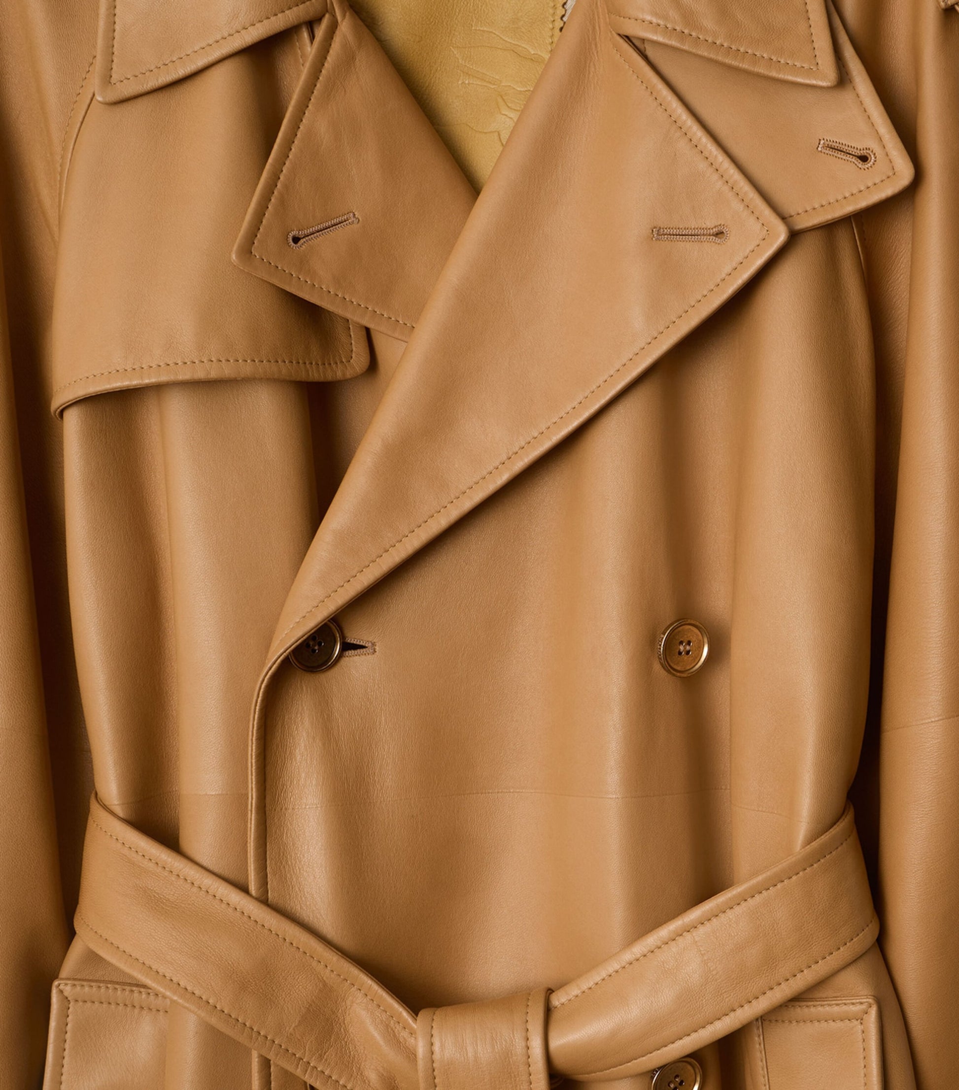 Plongé Leather Castelford Long Trench Coat
