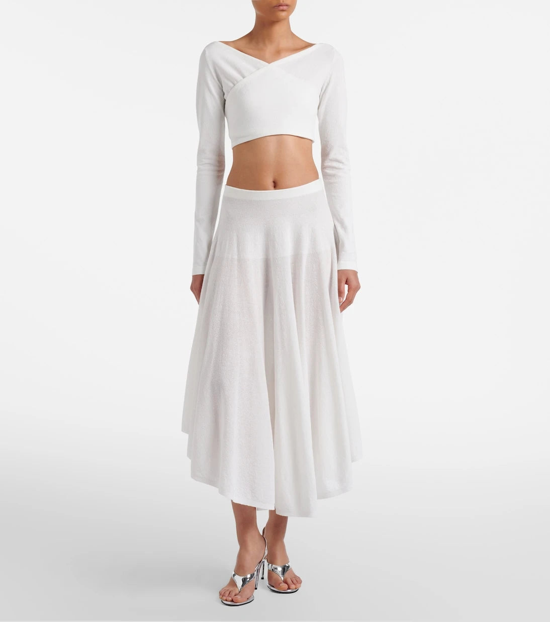 Alaïa - Cotton-blend crêpe wrap top