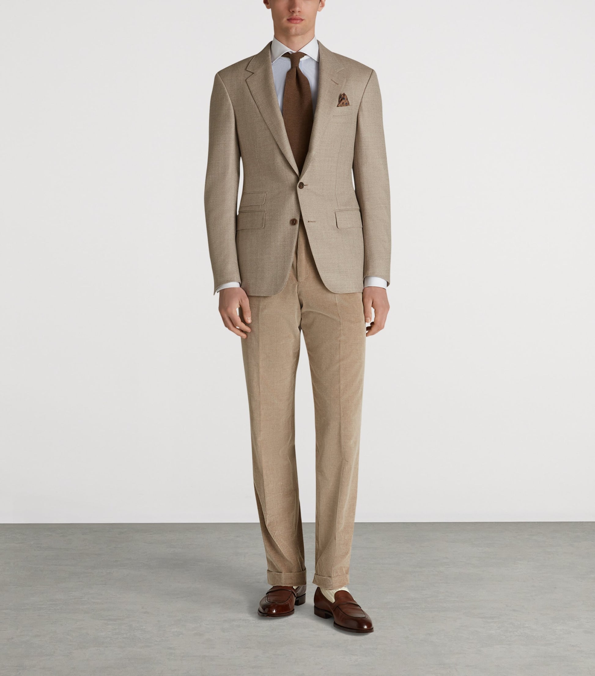 Neutral Wool Flannel Herringbone Bourdon Blazer