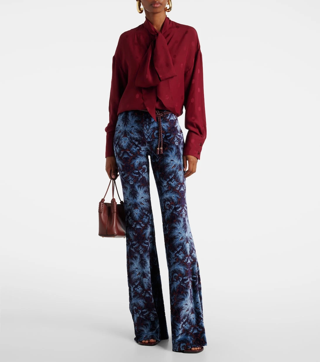 Etro - Jakarlı ipek krep döşin bluz