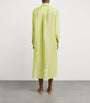 Green Silk-Linen Phoebe Midi Shirt Dress