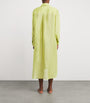 Olivia von Halle Green Silk-Linen Phoebe Midi Shirt Dress