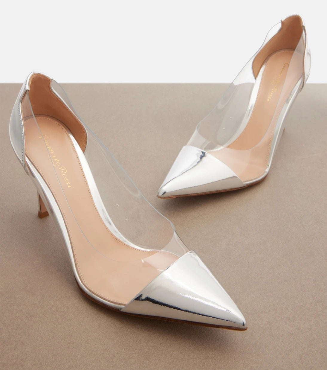 Gianvito Rossi - Plexi mirrored leather and TPU pumps