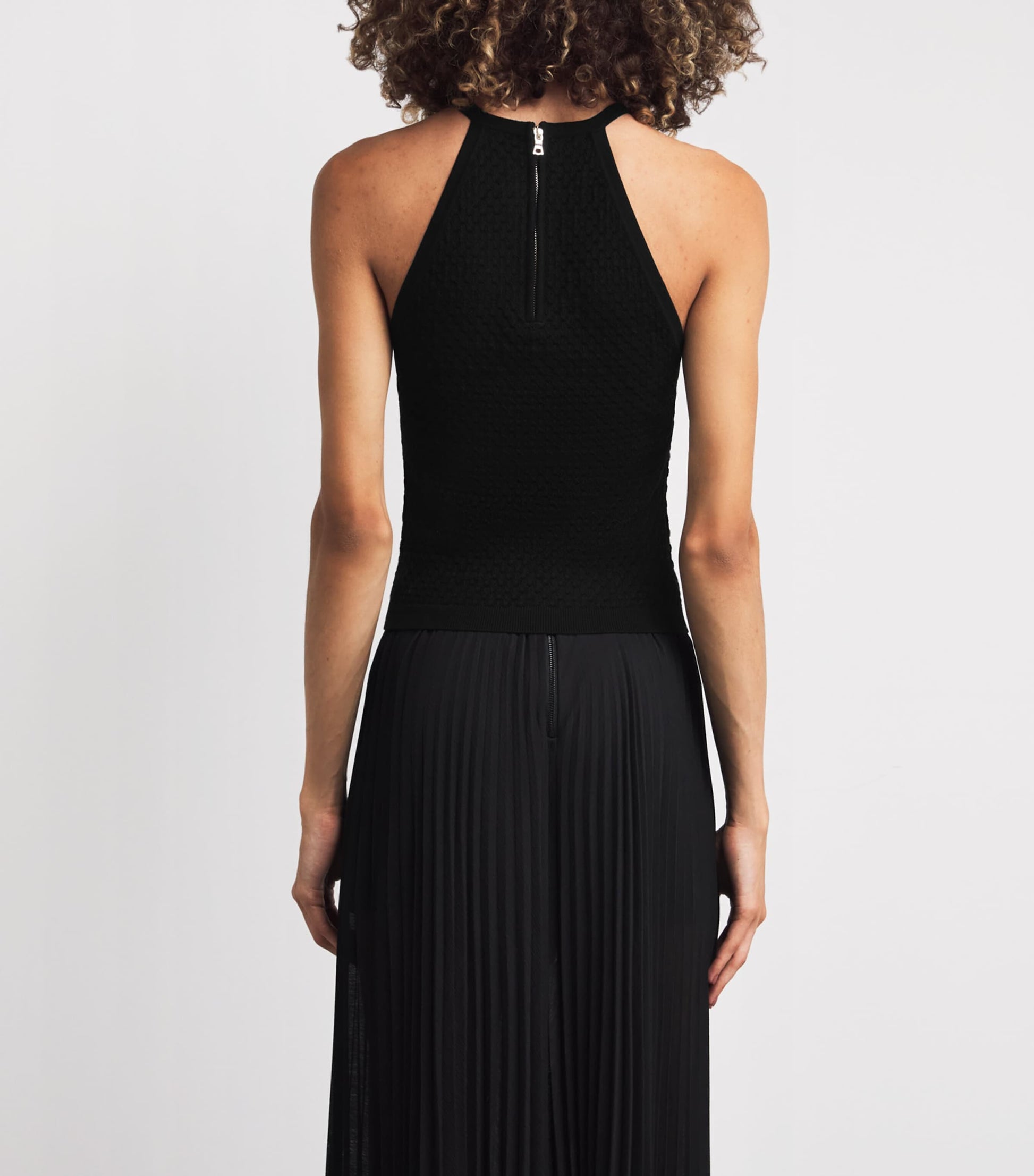 Alice+Olivia Black Heidi Pointelle Tank Top