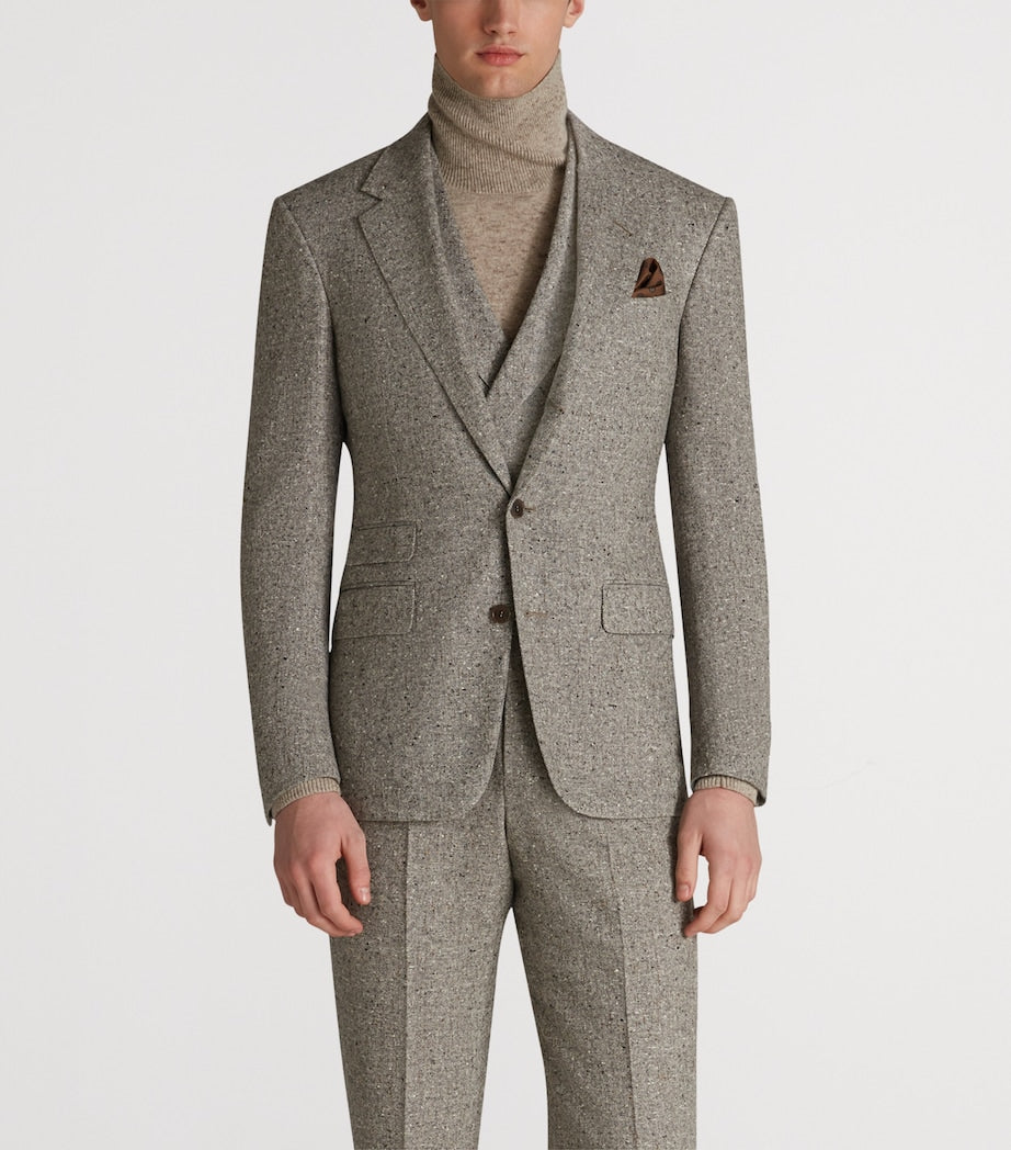 Grey Wool Donegal Tweed Bourdon Blazer