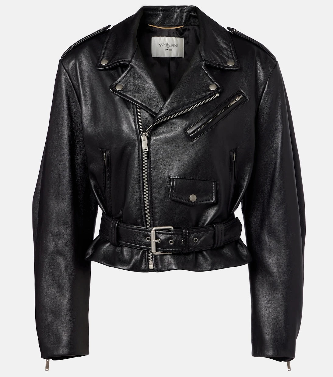Saint Laurent - Cropped leather biker jacket