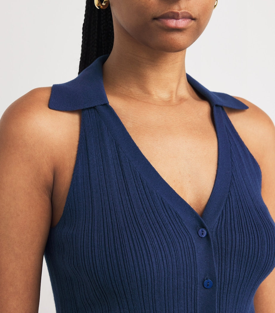 PAIGE Navy Ribbed Noellia Tank Top