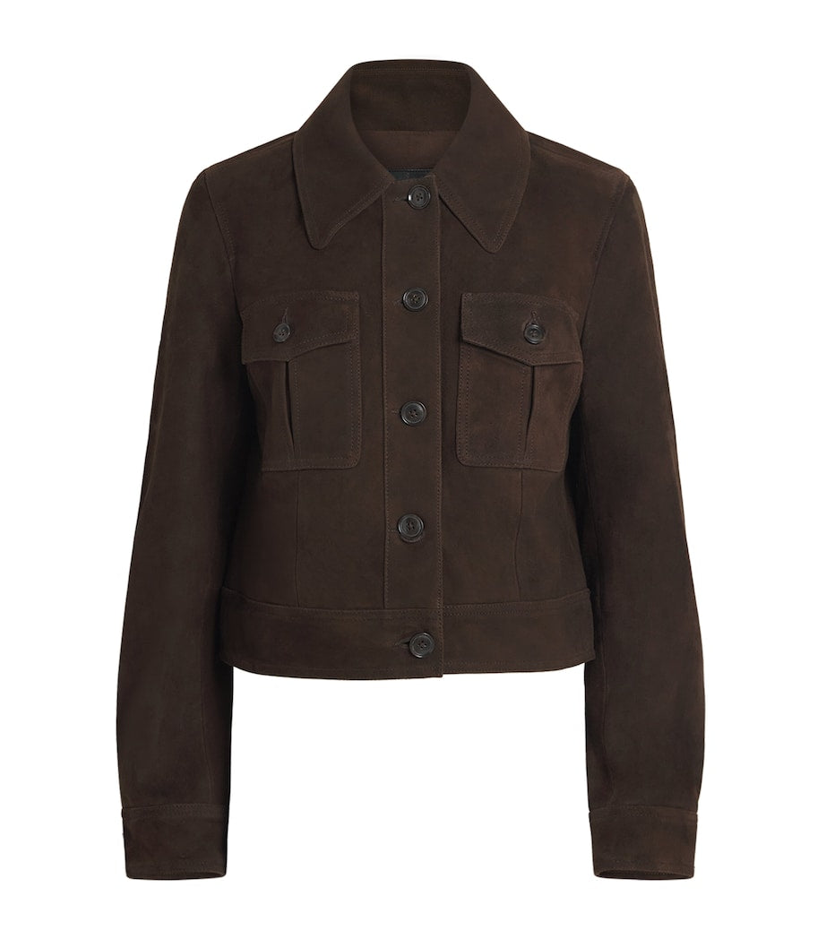 PAIGE Brown Suede Feyd Leather Jacket