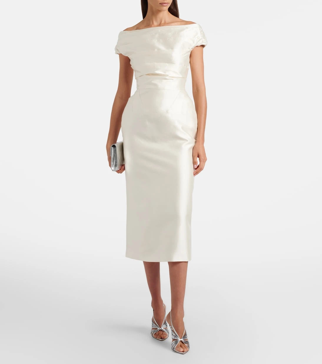 Rachel Gilbert - Bronte off-shoulder wool and silk cocktail dress
