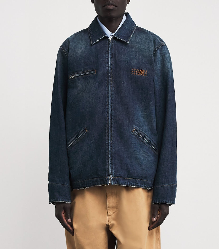 Maison Margiela Navy Logo Embroidery Denim Jacket