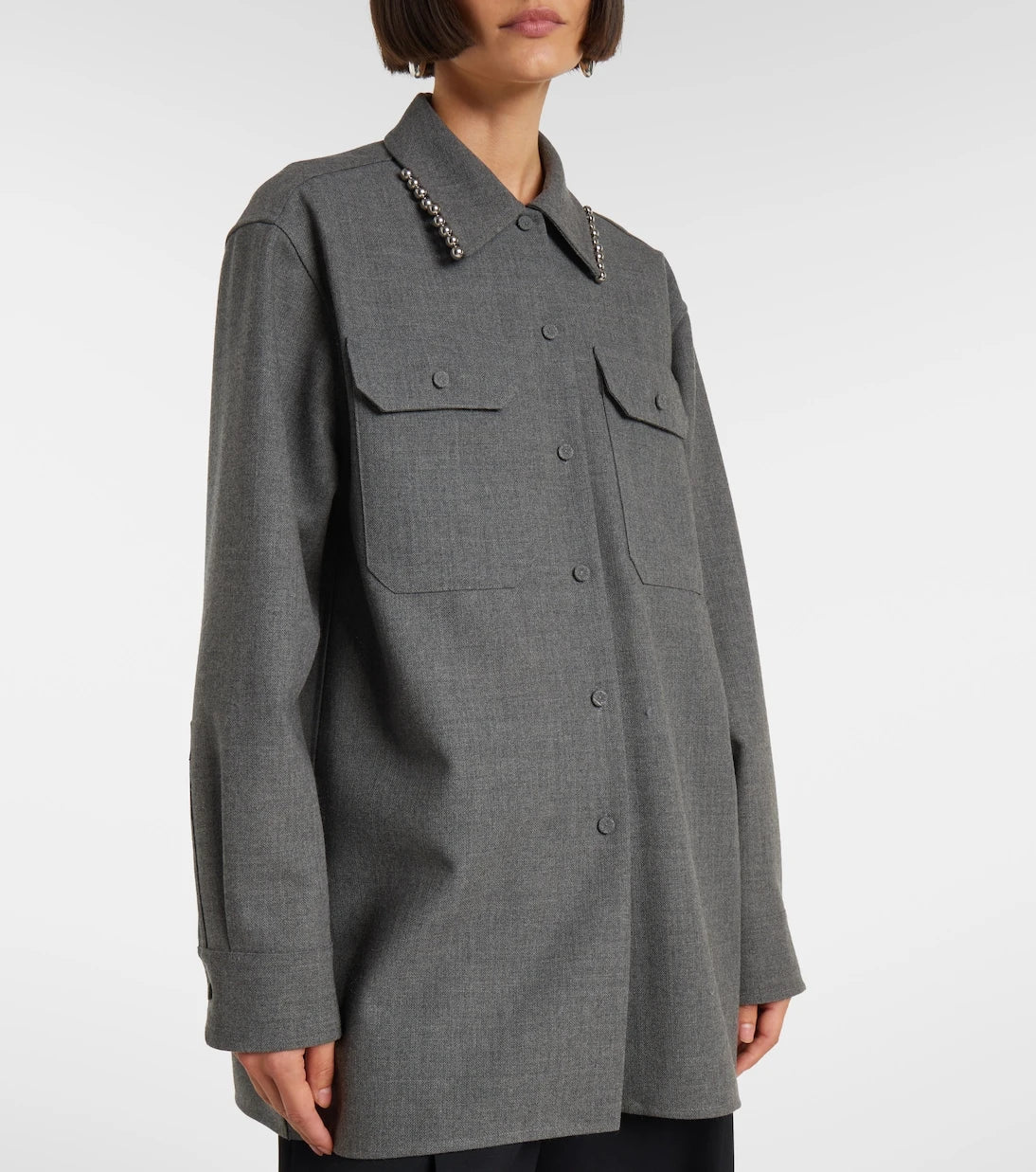 Jil Sander - Beaded wool canvas shirt
