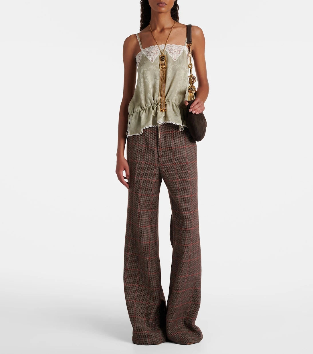Chloé - Checked high-rise wool flared pants