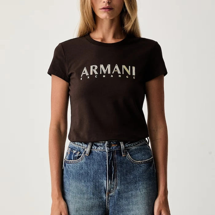Armani Exchange pamuk ve elastanlı kadın tişörtü