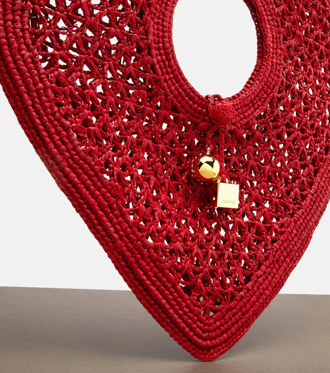 Jacquemus - Spiaggia Cœur Small raffia top-handle bag