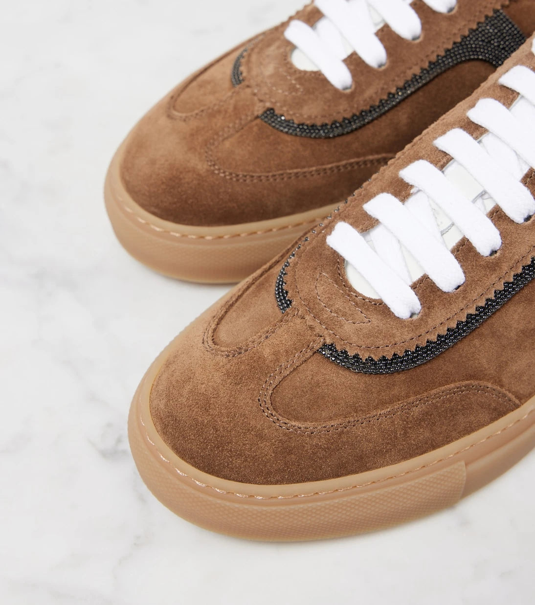Brunello Cucinelli - Embellished suede sneakers