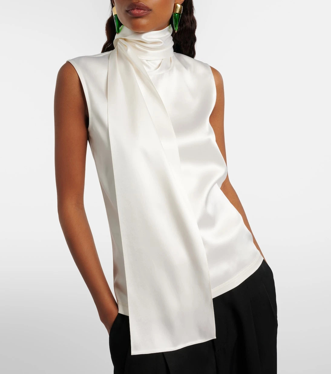 Bottega Veneta - Scarf-detail silk-blend satin top