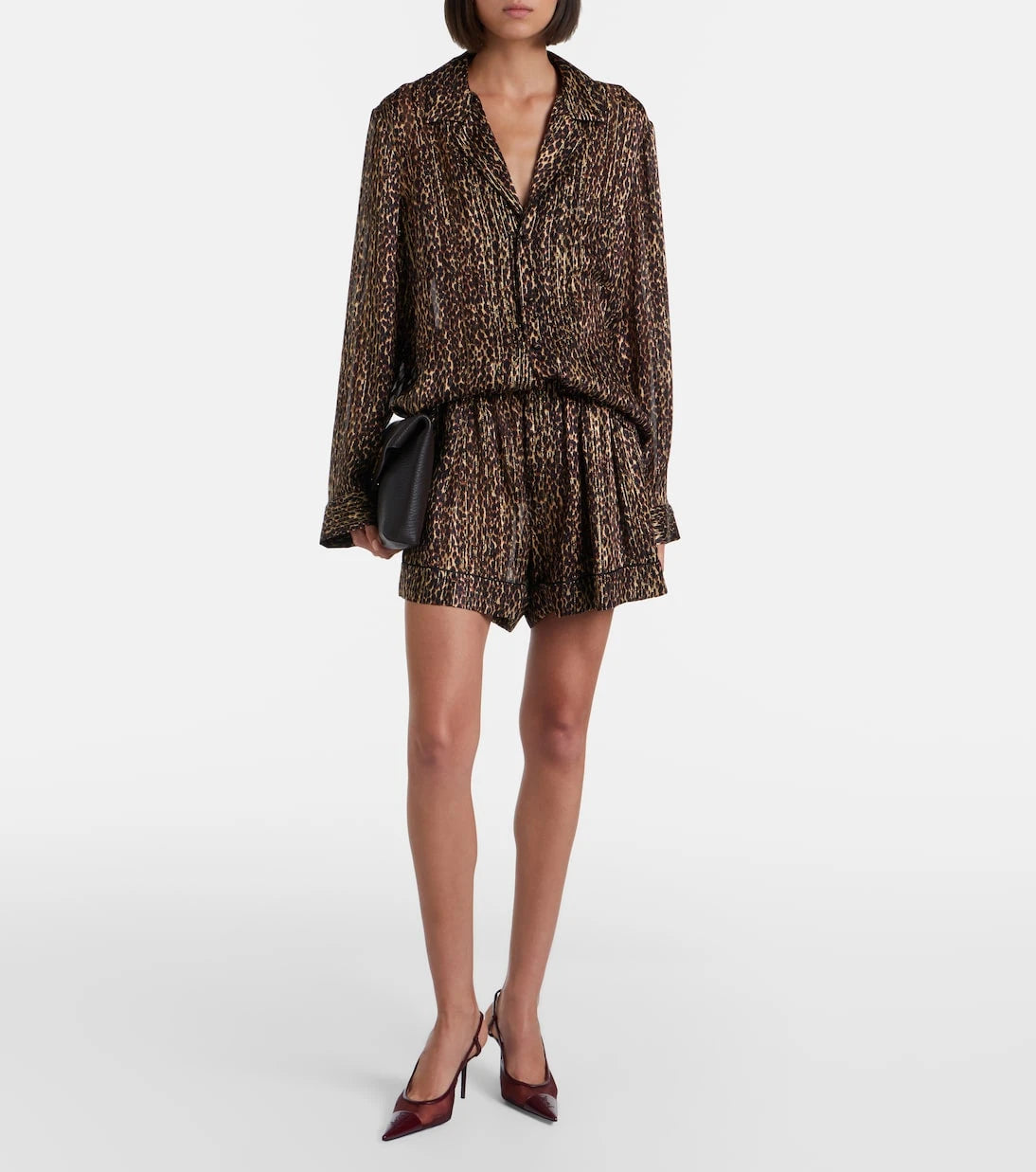 Saint Laurent - Leopard-print silk shorts