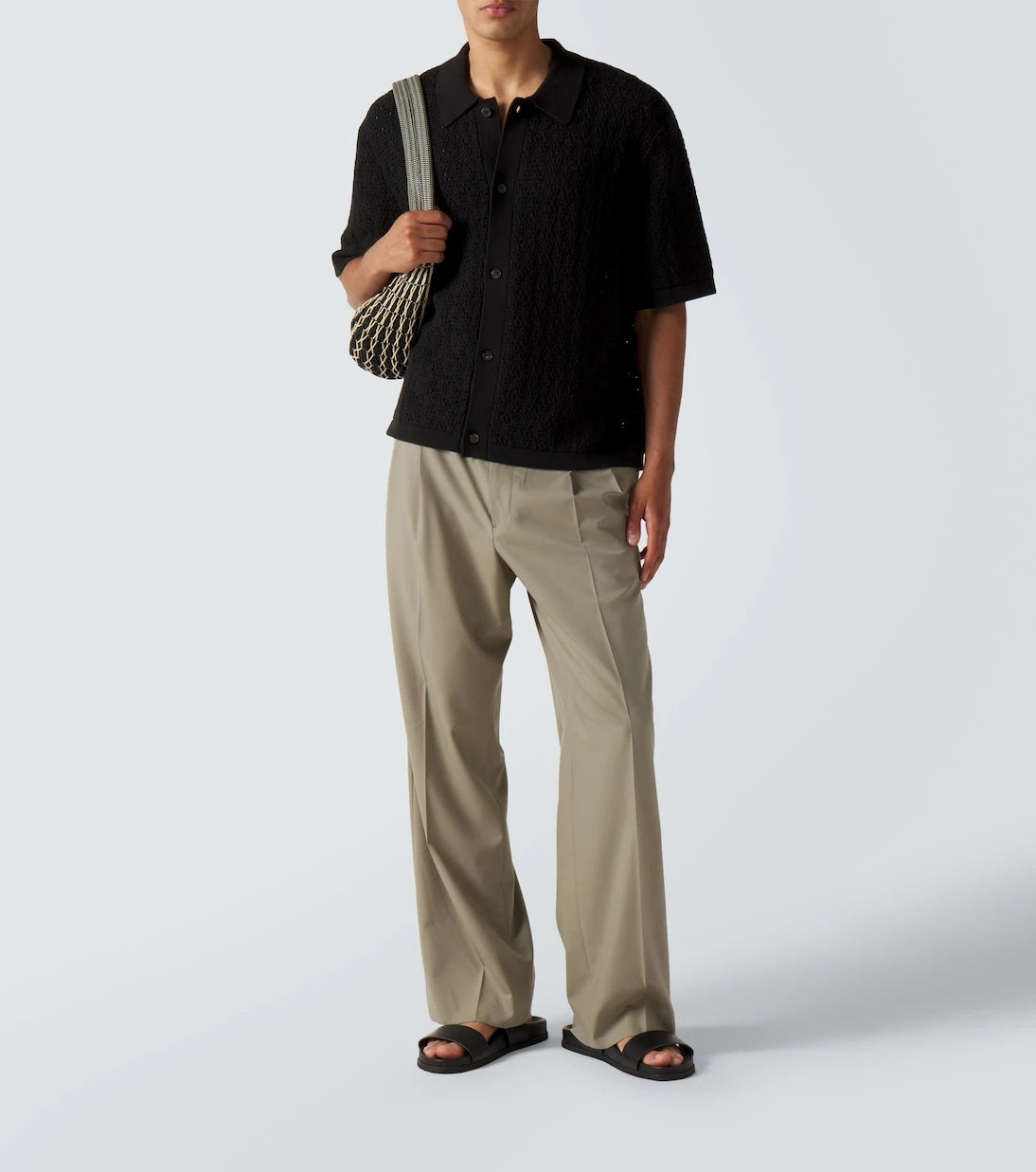 Frame - Crochet cotton-blend polo shirt