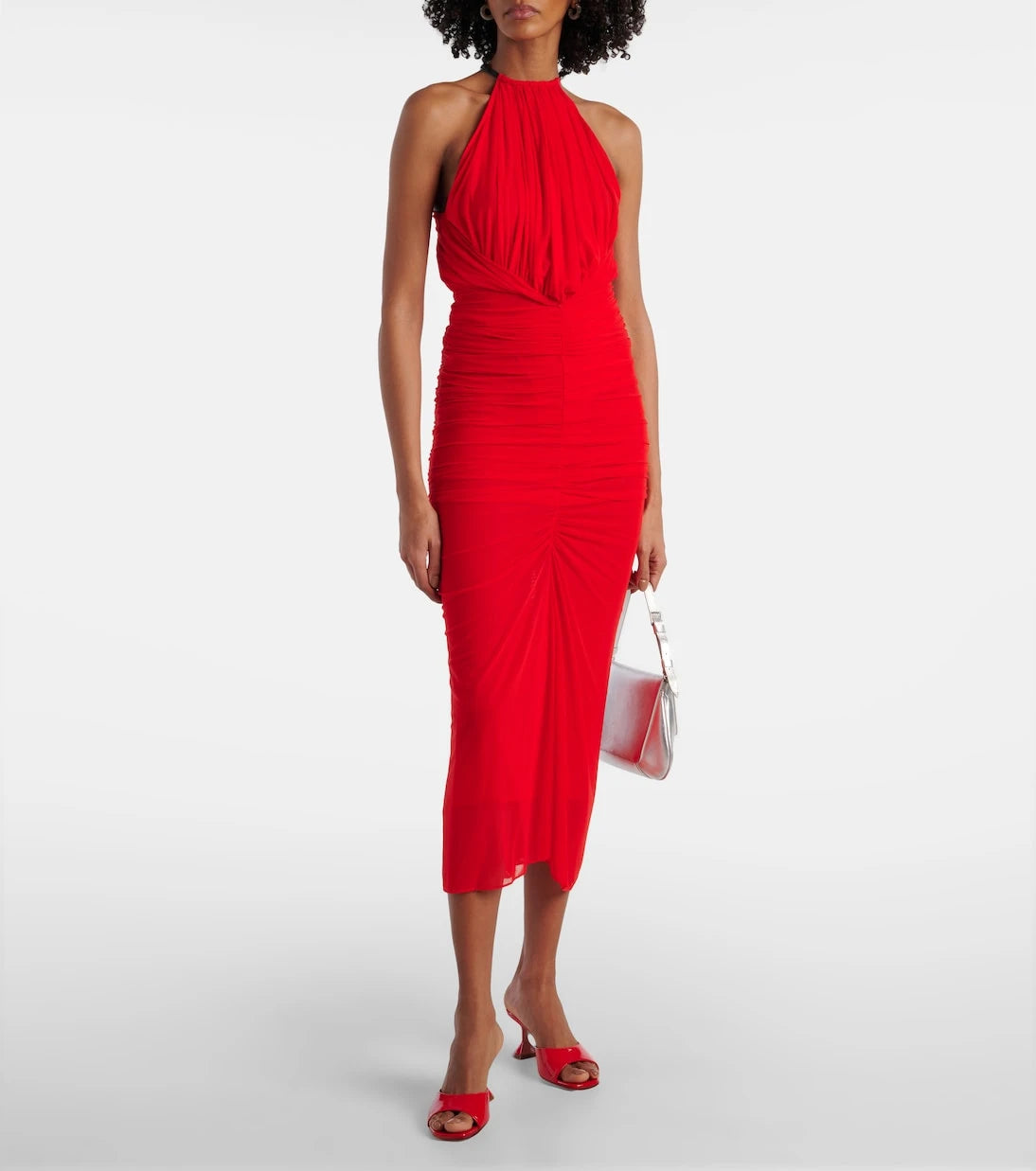 Mugler - Ruched halterneck midi dress
