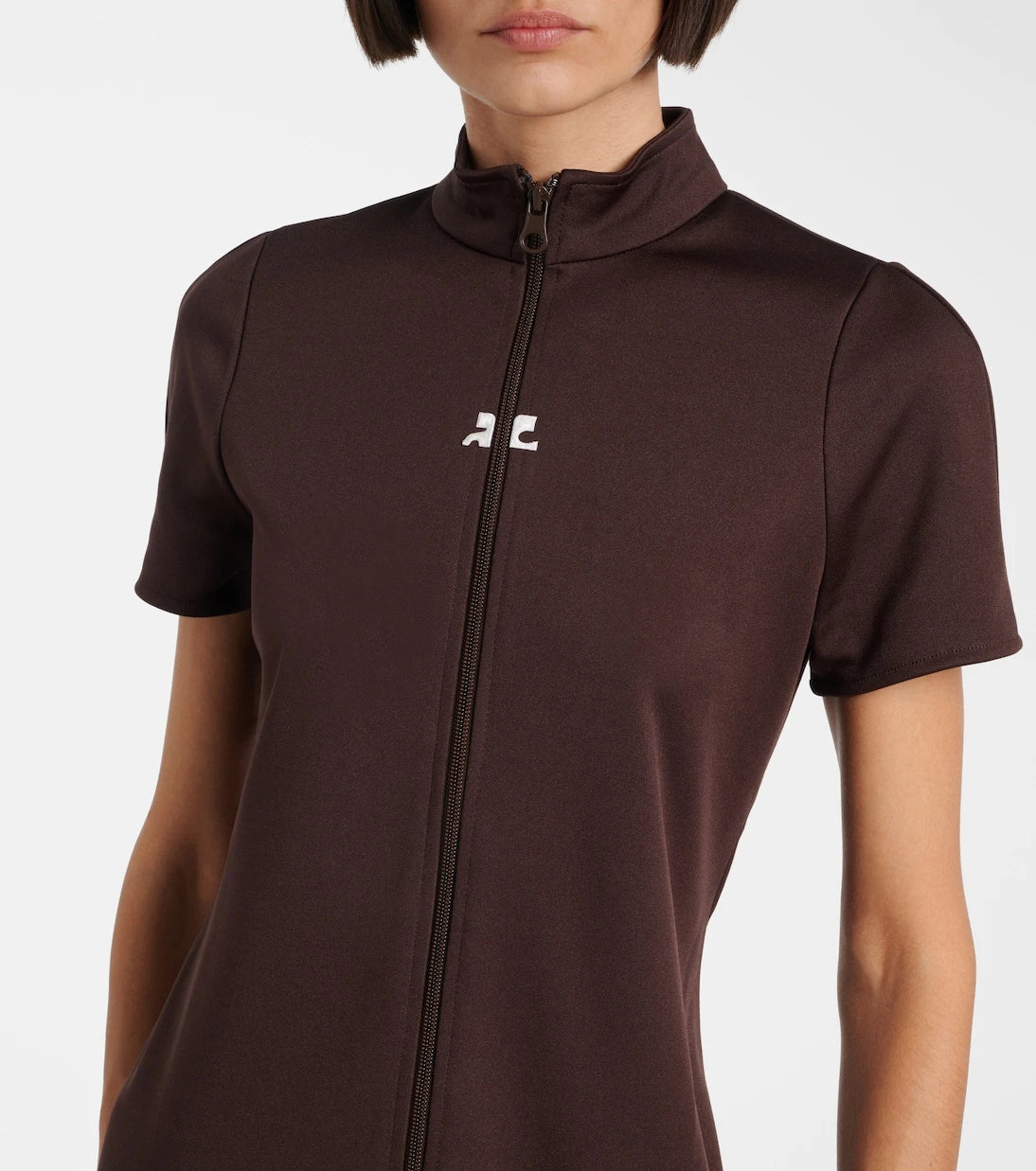 Courrèges - Interlock jersey zip-up minidress