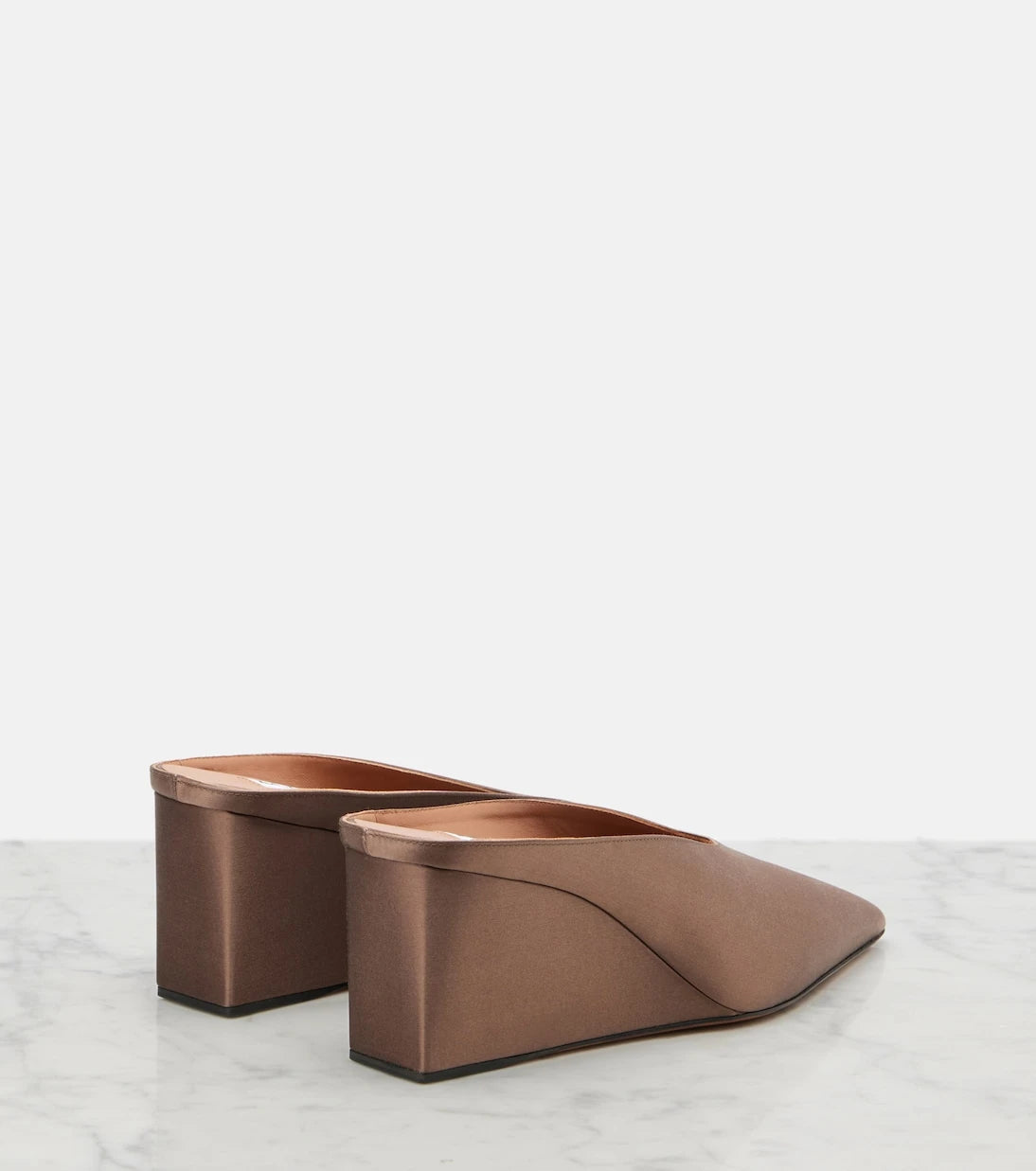 Alaïa - Cube satin wedge mules
